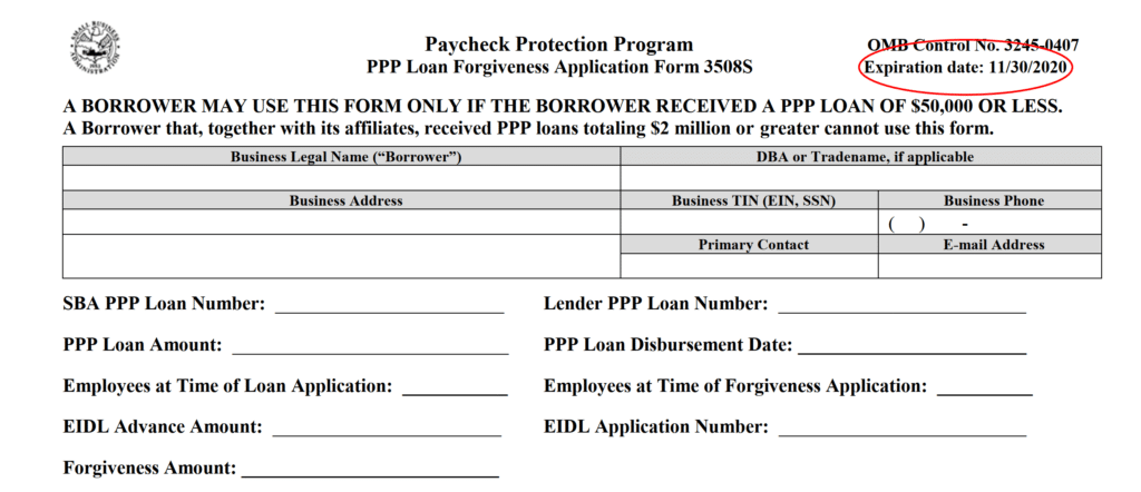 blue acorn ppp loan forgiveness application