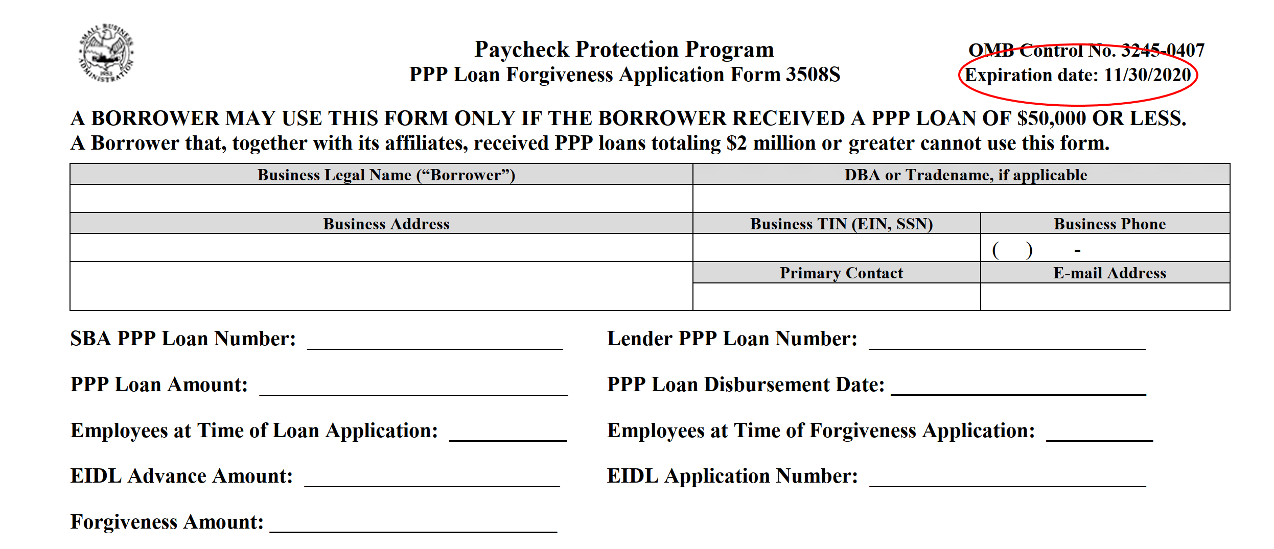 blue acorn ppp loan forgiveness application